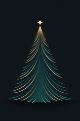 Elegant Christmas tree design formed by golden spirals with a star on top, set against a dark backdrop