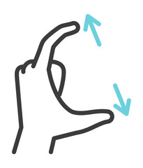 Zoom in touchscreen icon. Two fingers hand gesture