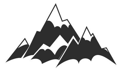 High snowy peak icon. Mountain black silhouette