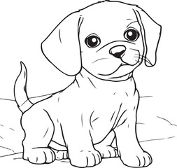 Free vector hand drawn kawaii coloring book illustration  Cute dog 