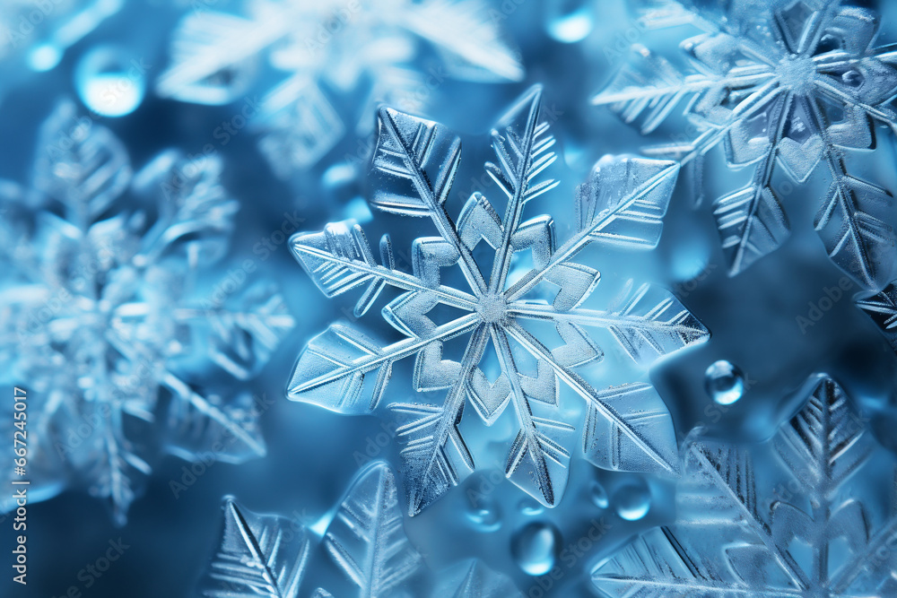 Wall mural Background covered in snowflakes and frost patterns.