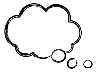 Comic thought cloud template in grunge ink style