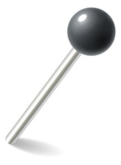 Black board tack. Round 3d plastic pin