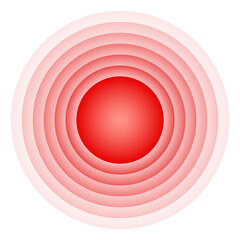 Red pain circles. Painkiller pills ad symbol