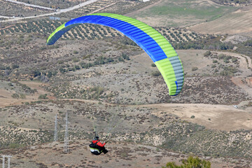 Paragliders flying from Padul in Spain	
