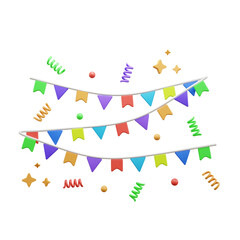 Birthday party flag 3d icon or Party Garland 3D Icon or Bunting Flag 3D Icon