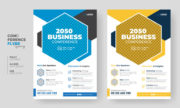 Business conference flyer template or online live webinar and corporate Business flyer, leaflet, poster layout template design