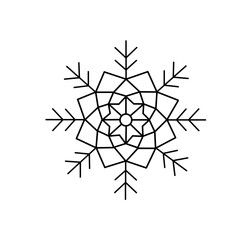 Snowflake Christmas simple doodle linear hand drawn vector illustration, winter holidays New Year elements for seasons greetings cards, invitations, banner, poster, stickers