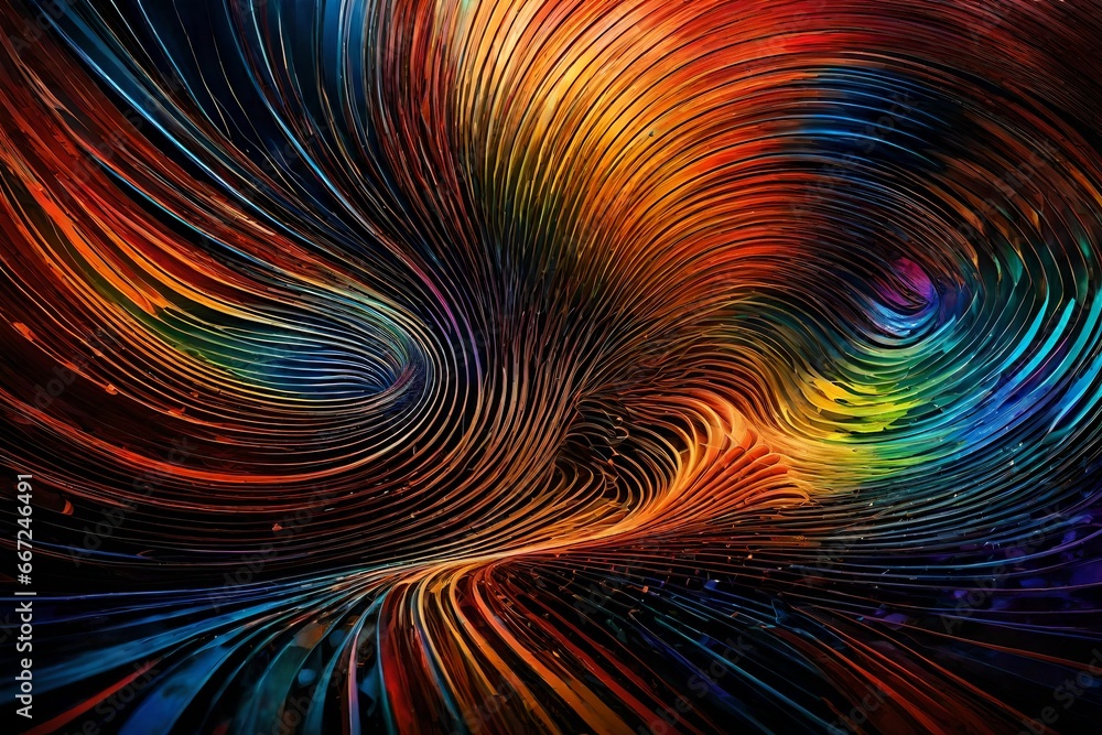 Poster an abstract image that captures the 'essence of sound,' with dynamic, radiating patterns that evoke 