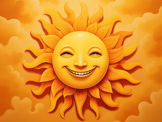 Cheerful Daylight: A Digital Illustration of a Smiling Sun, Perfect for Children’s Books and Educational Materials