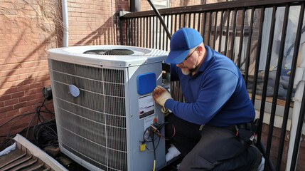 Installation of Outdoor Unit of Split System for Private House Cooling