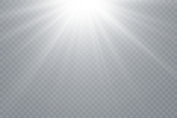 Transparent light sunshine decor elements for highlighting on a transparent background.