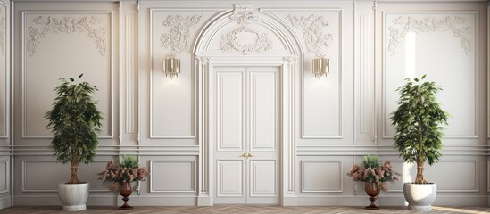 Luxury house entrance door with a vibrant interior design