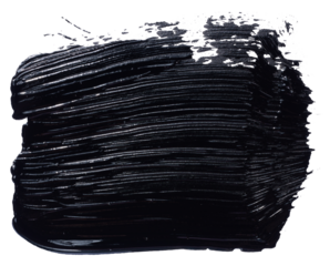 Black oil paint stroke with bristle brush, swatch isolated on white background