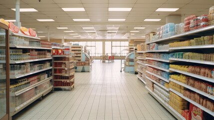 empty supermarket shelves, a visual representation of the impact of stay-at-home orders, highlighting the effects on everyday life.
