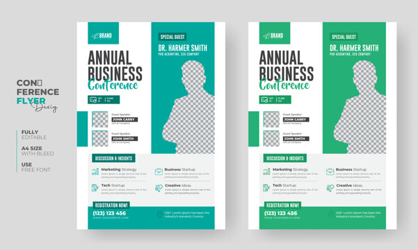 Modern elegant corporate business webinar conference flyer, poster, annual report, Brochure, template design