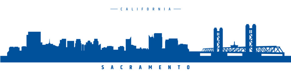 sacramento city skyline vector silhouette california	 - 667248458
