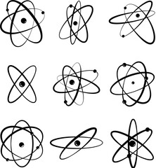 atom orbit set cartoon. technology sphere, molecular nuclear, electron scientific atom orbit sign. isolated symbol vector illustration © PikePicture