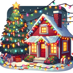 christmas tree and house