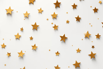 Golden stars on white background. Generative Ai
