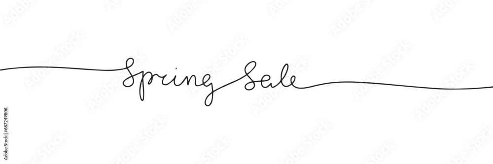 Aufkleber spring sale one line continuous text banner. spring short phrase as banner concept. vector illustrat