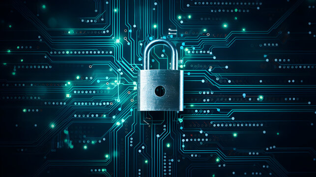 Online privacy with a padlock, data protection through lock, importance of safeguarding personal information, Vulnerability of online data and privacy 