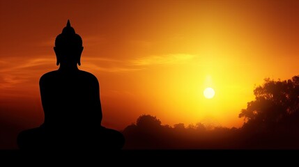  buddha silhouette on golden sunset background beliefs of Buddhism