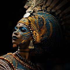 Obraz premium black woman with traditional african headdress