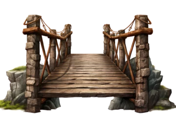  wood bridge with ropes isolated on transparent background, png file © Olha Vietrova