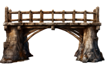 wood bridge isolated on transparent background, png file