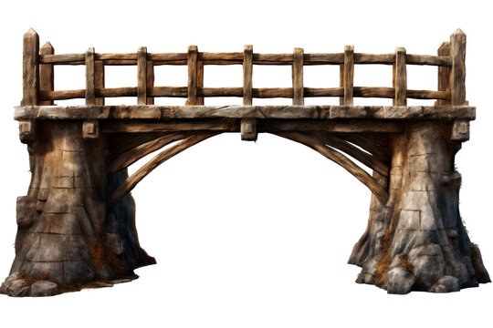 wood bridge isolated on transparent background, png file
