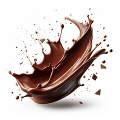 liquid chocolate splash tornado isolated on white background generative ai