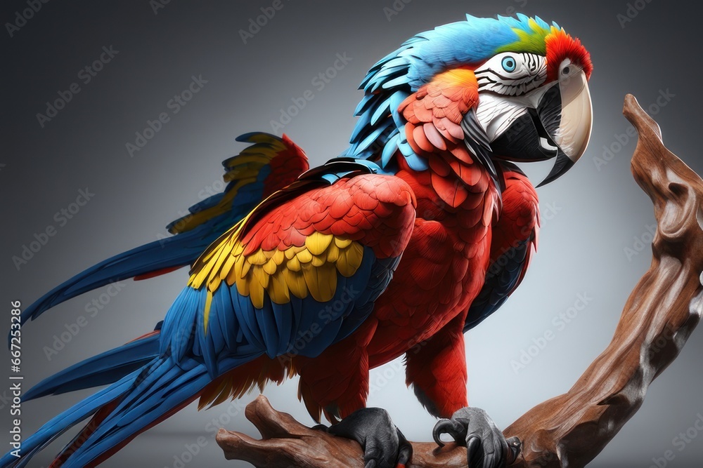 Wall mural Colorful Scarlet Macaw parrot against jungle background