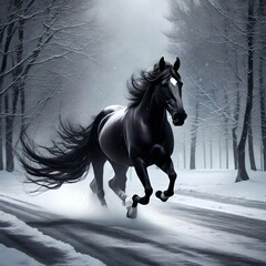 horse in the snow generative AI tool
