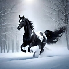 horse in the snow generative AI tool