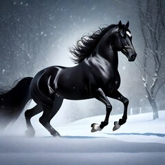 Obraz na płótnie Canvas horse in the snow generative AI tool
