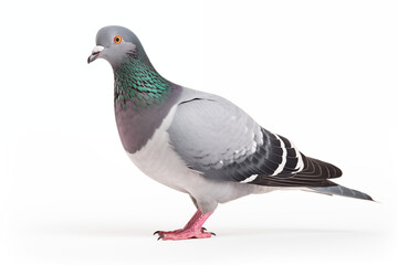 Taube freigestellt vor wei&szlig;em Hintergrund