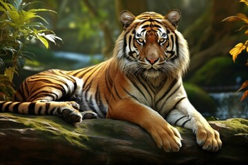 Obraz premium Beautiful close up tiger, portrait of bengal tiger.