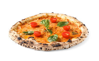 Tasty pizza Margarita on white background