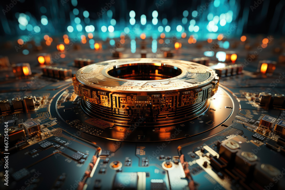 Poster an innovative blockchain-based digital currency, changing the landscape of finance and payments. gen