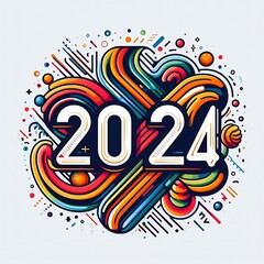Retro classic number 2024, For the celebration of happy new year 2024. Premium design illustration for banners, posters and greetings for happy new year 2024 created with generative ai