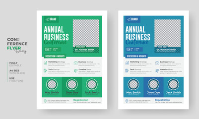 Obraz premium Modern elegant corporate business webinar conference flyer, poster, annual report, Brochure, template design