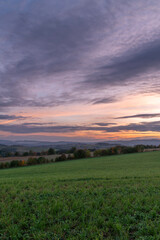 View for autumn landscape in color hot evening near Roprachtice village