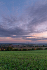 View for autumn landscape in color hot evening near Roprachtice village