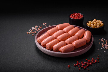 Delicious fresh vegetarian sausage or sausage made from vegetable protein tofu or seitan