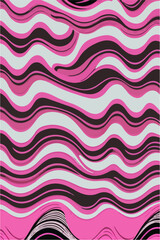 Seamless Wave World, Pink and Black 2D Vector Art