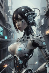 Fototapeta na wymiar ultra detailed cyborg woman