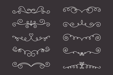 Vector Decorative Linear Dividers Set. Vintage Frame Design Elements, Filigree, Decorative Borders, Page Decorations, Dividers Isolated