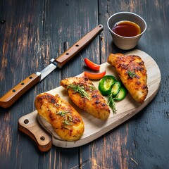 AIi Generated Photo of delicious grilled chicken on the table