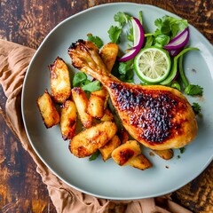 AIi Generated Photo of delicious grilled chicken on the table